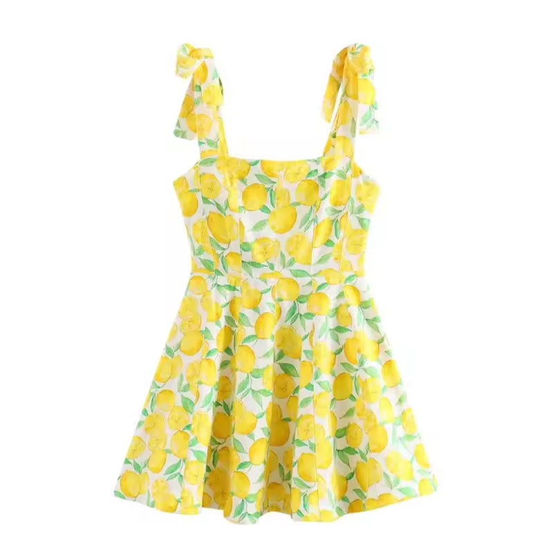 Print Mini Dress for Women Summer Linen Blend Fashion Lightweight Straps of Sleeveless Casual Beach Style Midi Dresses