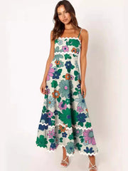 Holiday Digital Printed Dress for Women New Fashion Summer Women A- Line Dress Female Vintage Sling Long Maxi Dress Elegant