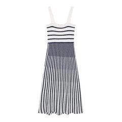 Slant Cut Knitted Dress for Women Summer Slim Casual Young Sweet Holiday Outdoors Style Mid-Calf Straps Dresses