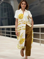Summer Linen Print Shirt Dress Woman Casual Long Dresses for Women 2024 New Fashion Short Sleeved Midi Long Dress Elegant Party