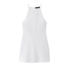 Shoulder Strap Short Dress for Women Summer Fashion Knit Double Sided Fabric Three Options Slim Back Zipper Sexy Midi Dresses