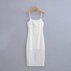 Vintage Cotton White Embroidery Strap Lace Dress Women Sexy See through Sleeveless Boho Beach Dresses Summer Vestidos