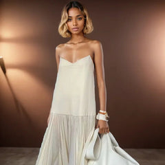 Chic Spaghetti Strap Patchwork Mesh Maxi Dress Women Newest off Shoulder Sleeveless Dresses Female Summer Holiday Street Robes