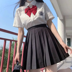 Mini Dress Safety Pants Pleated Skirt Preppy Style Black Women'S School Uniform Slimming Miniature Dress for Students