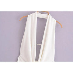 Sagging Fold Long Dress Women Summer with Sexy Backless Hanging Neck Style Dresses Solid Color Slim Midi Dresses