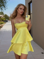 Party Satin Mini Dresses Fashion Summer Dresses 2024 New Cut-Out Sleeveless Backless Slip Dresses Women Dress Elegant Luxury
