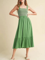 Women Midi Beach Long Dress Summer New Fashion Holiday Sleeveless Dress Female Elegant Embroidered Printed Sling Dress Vestidos