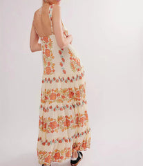 Women Y2K Boho Maxi Dress Sleeveless Backless Strappy Flowy Long Dress 2024 Causal Floral Summer Beach Sundress