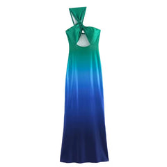 Holiday Sexy off Shoulder Women Long Basic Tie Dye Hollow Out Party Dress Night Club Evening Fashion New Elegant Beach Dress