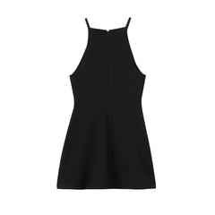 Shoulder Strap Short Dress for Women Summer Fashion Knit Double Sided Fabric Three Options Slim Back Zipper Sexy Midi Dresses