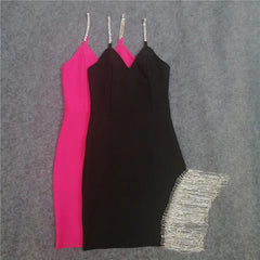 2023 New Women Black Red Beading Bandage Dress Sexy Vestido Feminino Ropa Robe Bodycon Evening Club Party Wedding Prom Dresses