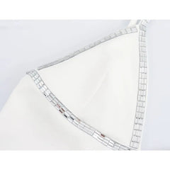 TRAF Women Jewelry Studded MIDI Dress Summer Slim Backless Back Zipper Straight Neckline Thin Straps Sexy Long Dresses