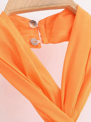 Women 2024 Spring and Summer New Fashion Silk Satin Texture Hanging Neck Collar Sleeveless Midi Backless Dress Vestidos Mujer