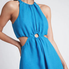 Boho Sleeveless Maxi Dresses for Women Casual Hollow Out Waist A-Line Mini Dress Beach Wear Loose Vestidos Summer 2022