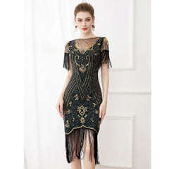 1920S Sequin Retro Latin Dance Dress Standard Ballroom Dresses for Women Fringe Skirt