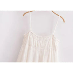 Cotton Chiffon Midi Dress Women Summer Sexy Comfort Spaghetti Strap Sexy Backless Camisole Dress Loose Casual Long Dress