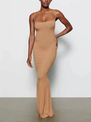 Skim Slim Hottie Thread Strap Dress Female Backless Skinny-Wrapped Hip Long Skirt