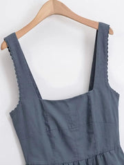 Women'S Wide Strap Casual Midi Dress, Chic, Rear Zipper, Elastic Bust Dress, New Fashion, Spring and Summer, 2024