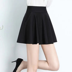 Spring Summer High-Waisted Slimming Cropped A- Line Mini Dress Women'S Black Puff Skirt Sun Dress Plenty Pleats Pocket Mini