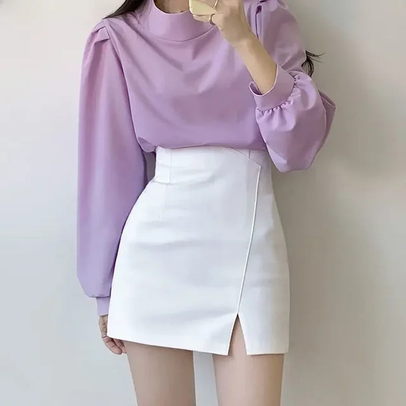 Black High-Waisted Mini Dress Women'S Spring Summer New Style Side Slit Bodycon Skirt A- Line Crop Skirt Fashion Trend