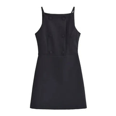 Women 2024 Spring and Summer New Fashion Buttons Casual Sling Dress Chic Side Zipper Slim-Fit All-Match Long Dress Vestidos Muje