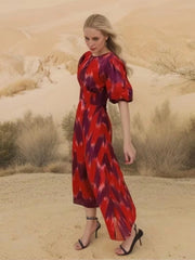 Summer 2024 Women Printed Vintage Long Dress New Fashion Puff Sleeve Bow Backless Loose Casual Beach Dress Elegant Vestidos