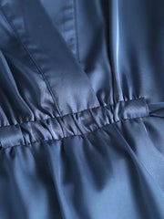 2024 Autumn Fashion Women Elegant Satin Dress Long Sleeve Office Ladies Midi Dress with Slash